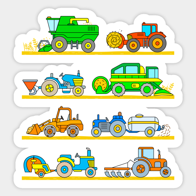 Farm Machinery Harvester Hay Baler Tractor Digger Sticker by samshirts